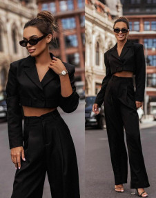Дамски елегантен комплект от две части сако и панталон DS0078 черен 