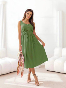 Дамска рокля с дължина под коляното K8661 маслено зелен 