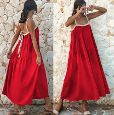 Дамска дълга свободна рокля K2797 червен