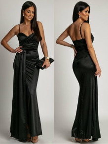 Дамска елегантна дълга рокля K5479 черен 
