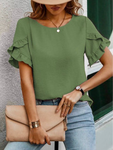 Дамска едноцветна блуза K5637 тъмно зелен 