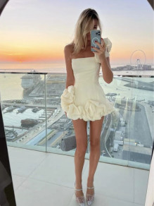 Дамска къса ефектна рокля L9101 white