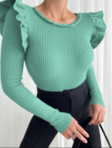 Дамска блуза с ефектни ръкави K7268 мента 