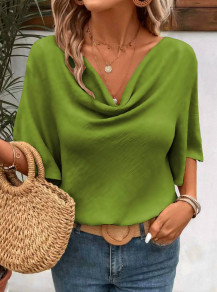 Дамска свободна блуза K6378 зелен 