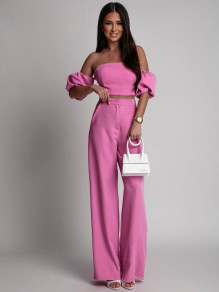 Дамски комплект блуза и панталон 24619 розов 