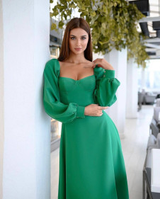 Дамска рокля под коляното NNS606 зелен 