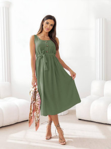 Дамска рокля с дължина под коляното A1710 маслено зелен 