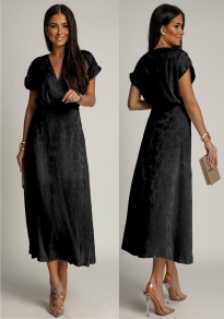 Дамска ефектна рокля K9603 черен 