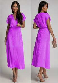 Дамска ефектна рокля K9603 светло лилав 