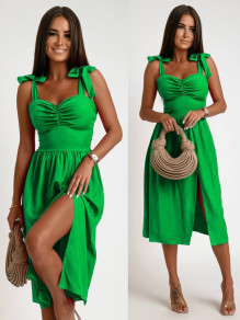 Дамска едноцветна рокля 221981 зелен 