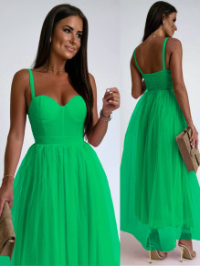 Дамска дълга рокля тюл K9311 зелен 