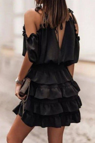 Дамска ефектна рокля L8808 черен 