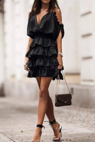 Дамска ефектна рокля L8808 черен 