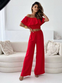 Дамски комплект топ и панталон L8822 червен 