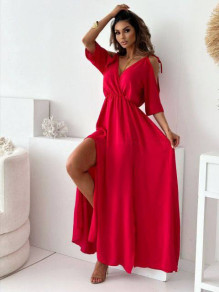 Дамска рокля с цепка L8831 червен 