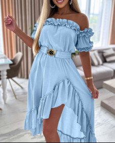 Дамска асиметрична рокля L8814 светло син 