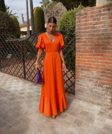 Дамска дълга рокля H4339 оранжев 
