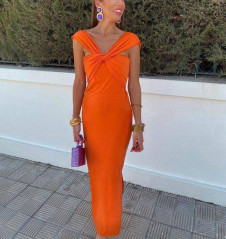Дамска ефектна рокля 241063 оранжев 