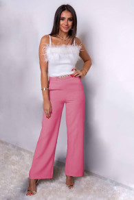Дамски панталон с колан K6606 розов