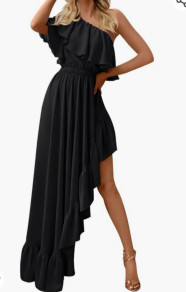 Дамска асиметрична рокля L8842 черен 