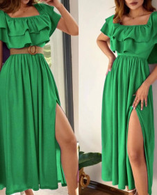 Дамска рокля с цепка L8841 зелен 
