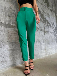 Дамски панталон с колан К6601 зелен 