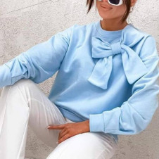 Дамска блузка с панделка K9666 светло син 