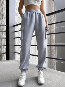 Дамски спортен панталон с джобове PB6579 сив