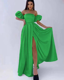 Дамска дълга сатенена рокля L8513 зелен 
