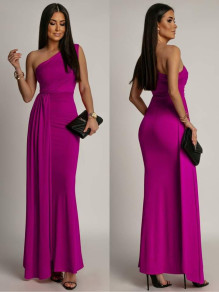 Дамска ефектна рокля 24092 виолетов 