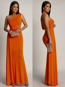 Дамска ефектна рокля 24092 оранжев 