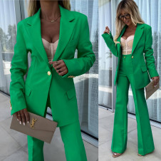 Дамски комплект сако и панталон A1589 зелен 