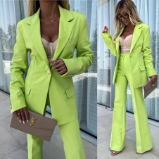 Дамски комплект сако и панталон A1589 светло зелен 