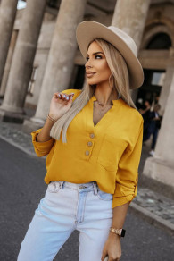 Дамска блуза с джоб A1240 жълт 