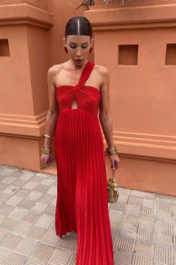 Дамска рокля солей с едно рамо LT6540 червен 