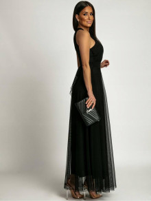 Дамска дълга рокля тюл 241209 черен 