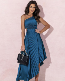 Дамска ефектна рокля Солей E1129 петролено син
