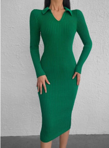 Дамска рокля трико J2005 зелен 