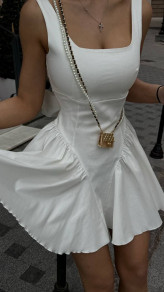 Дамска разкроена рокля L09001 бял