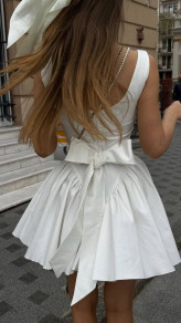 Дамска разкроена рокля L09001 бял