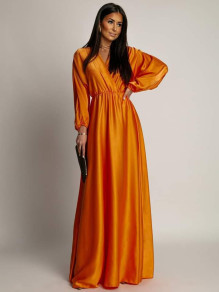 Дамска сатенена рокля 8547 оранжев 