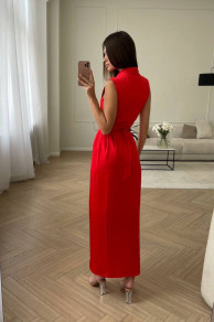 Дамска сатенена рокля H4624 червен 