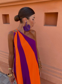 Дамска рокля с едно рамо LT9258 оранжев 