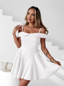Дамска разкроена рокля A1877 бял