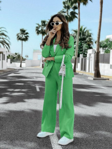 Дамски елегантен комплект сако и панталон K8741 зелен 