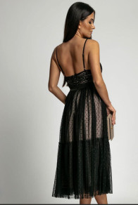 Дамска рокля с дантела A2861 черен 