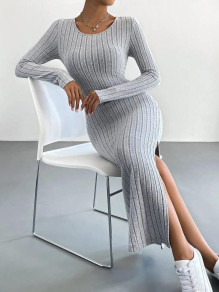 Дамска ежедневна рокля с цепка AR3062 сив
