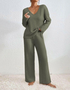 Дамски комплект блуза и панталон AR1287 маслено зелен 