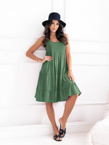Дамска свободна рокля A7579 маслено зелен 