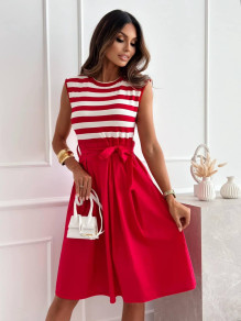 Дамска рокля с морски десен A1890 червен 